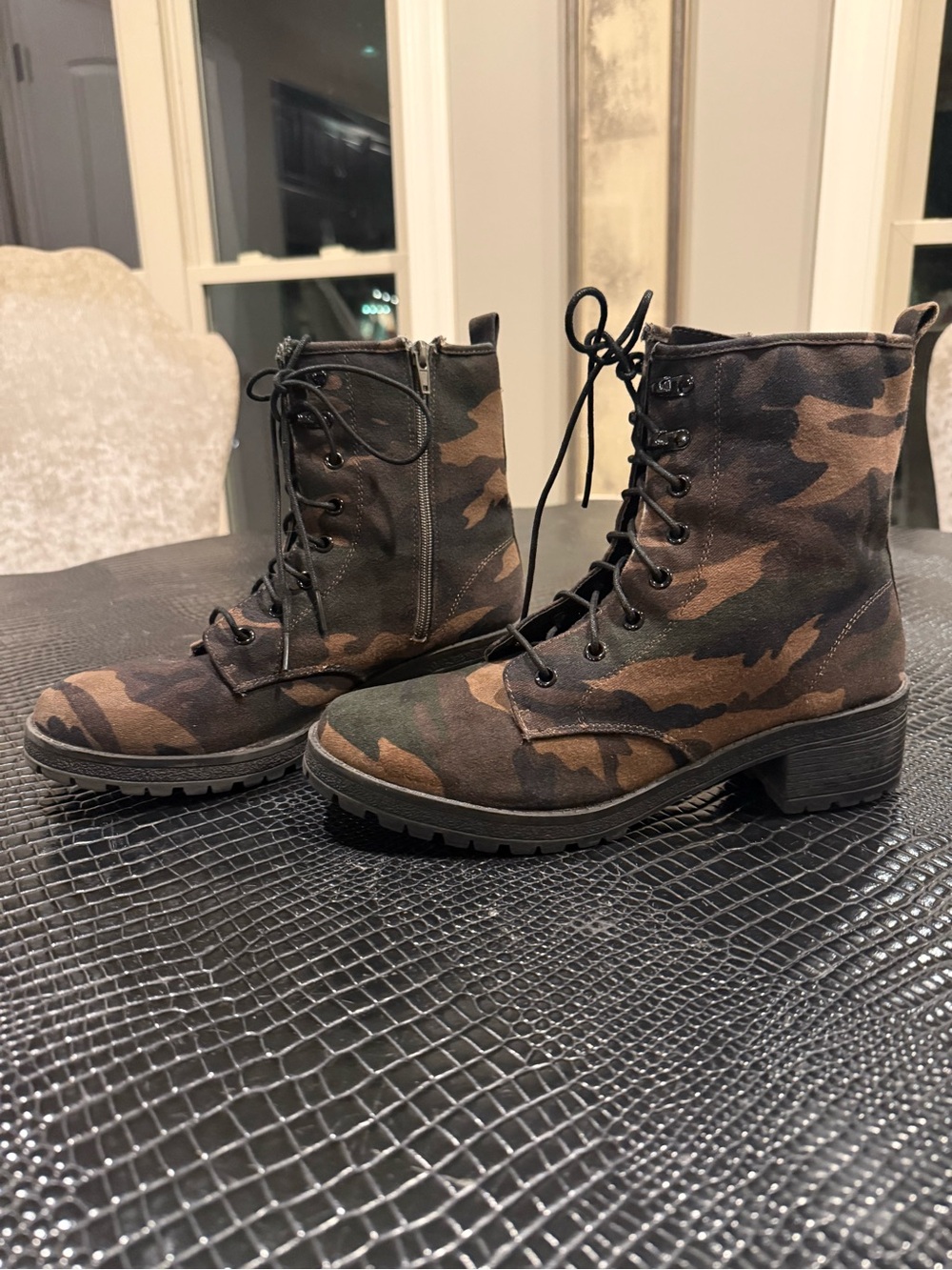 Camouflage Lace-Up Combat Boots - Women's Camo Ankle Boots